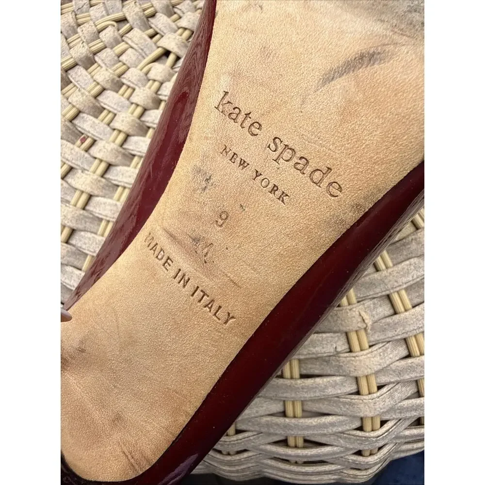 Kate Spade Burgundy Leather Heels Made In Italy 9 US Platform Pump Retro 40s